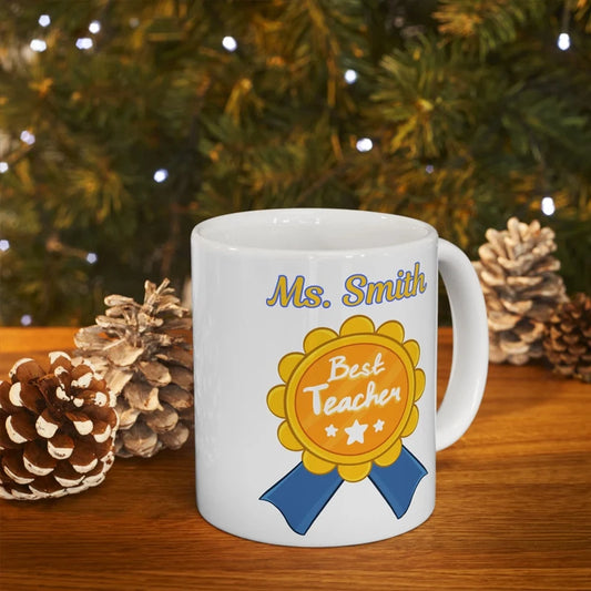 Personalized Best Teacher Ceramic Mug | Custom Teacher Gift Personalized Ceramic Mug Peaceful Pleasures Health and Wellness