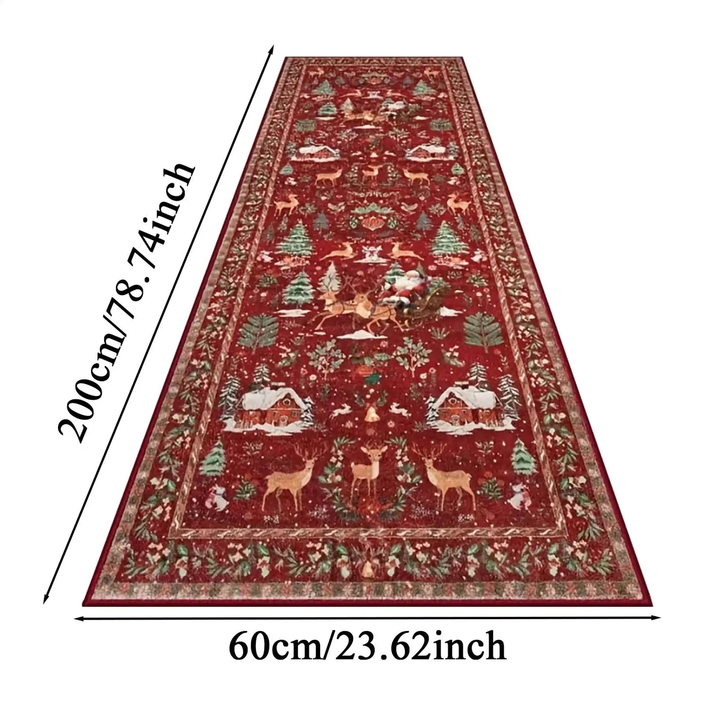 Christmas Carpet Non-Slip Washable Winter Holiday Floor Mat Christmas Bathroom Runner Rug For Indoor Bedroom Living Room Peaceful Pleasures Health and Wellness