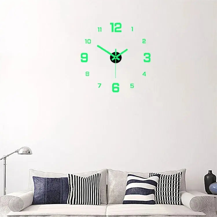 EW Creative Simple Luminous Digital Clock European Style DIY Silent Wall Clock Study Living Room Punch-Free Wall Sticker Clock Peaceful Pleasures Health and Wellness