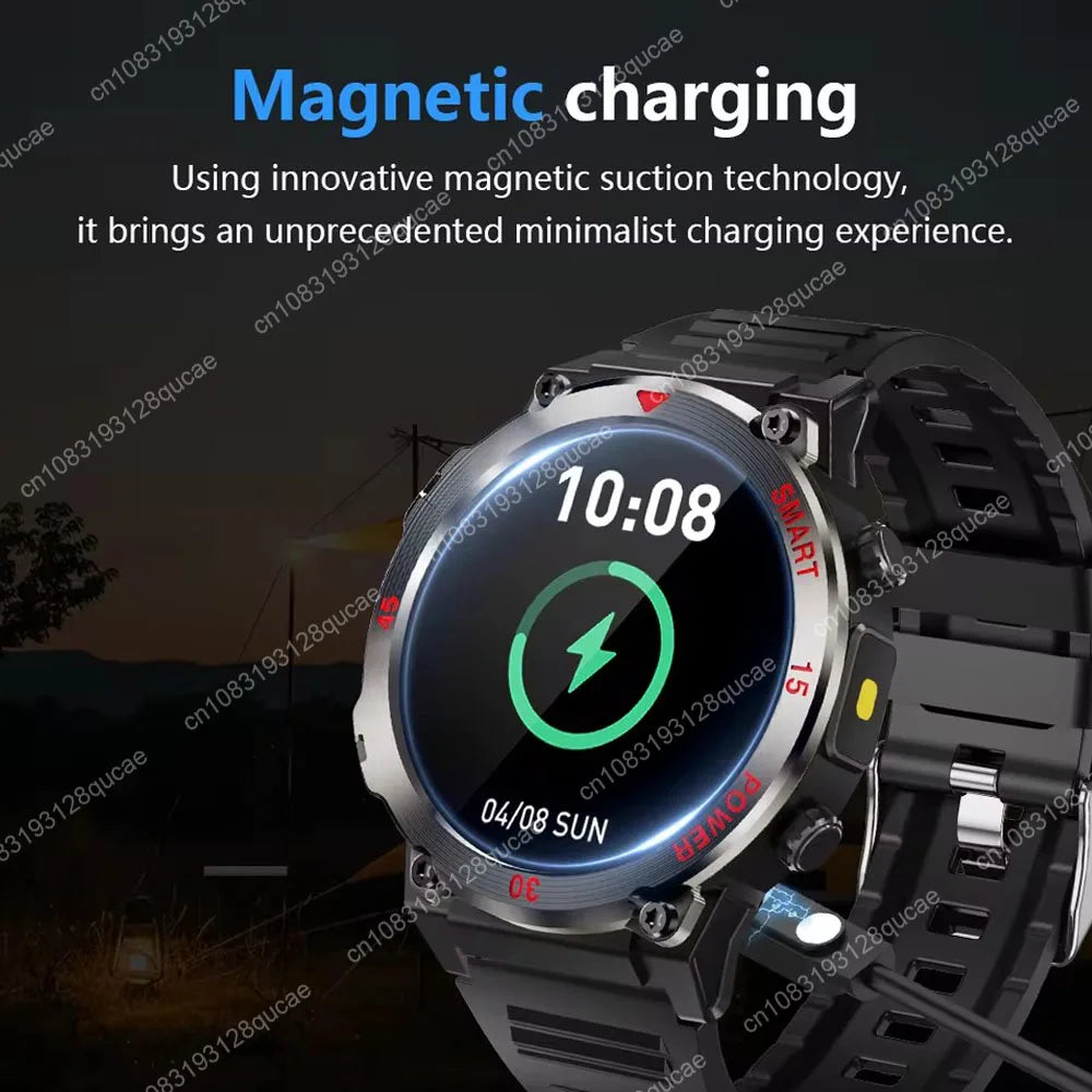 Smartwatch Military Men 360*360 HD Screen Flashlight Health Monitoring Waterproof Heart Rate BT Call Smart Watch For Android IOS Peaceful Pleasures Health and Wellness