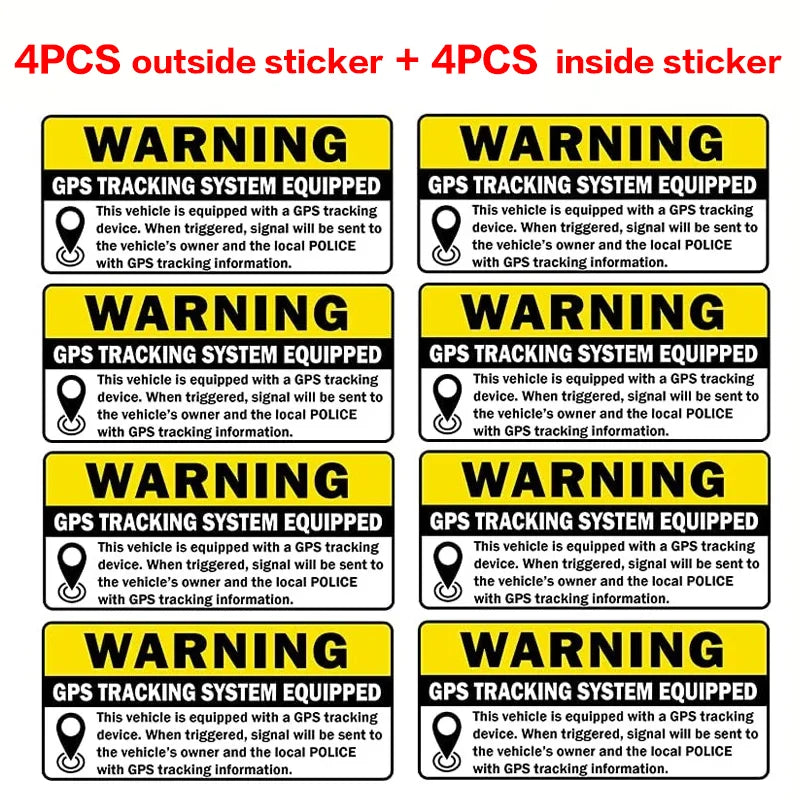 8-Pack GPS Tracking Anti-Theft Warning Stickers for Cars