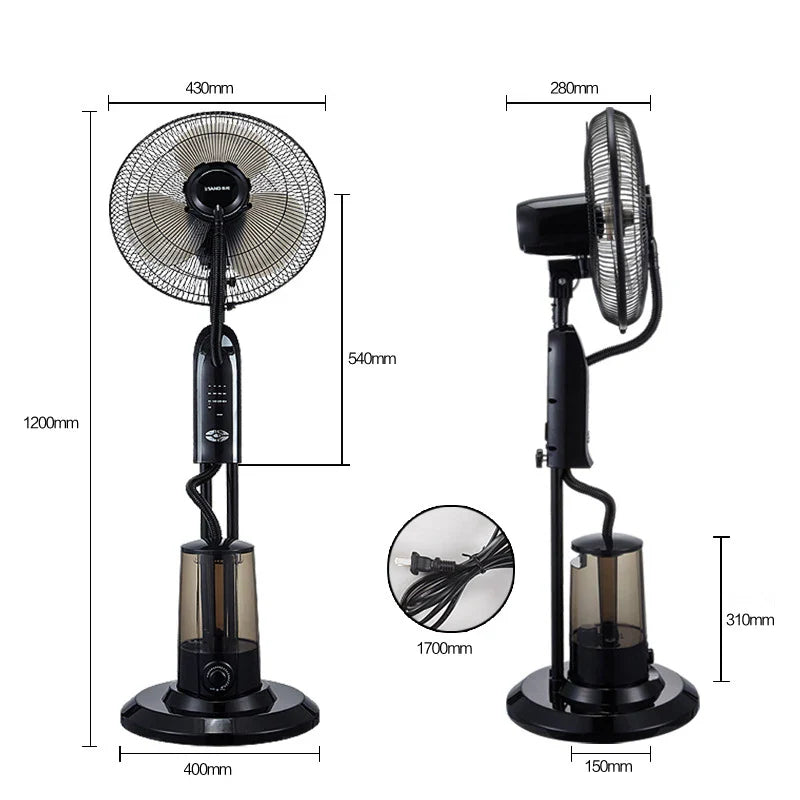 3.2L Mist Floor Fan – Remote, Oscillating, 3-Speed, 75W