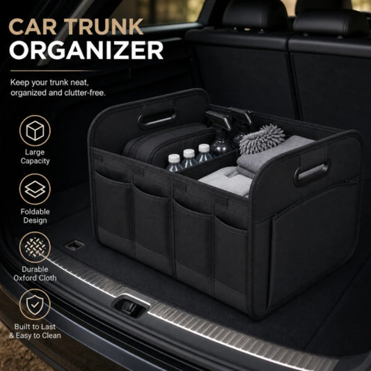 Collapsible Car Trunk Storage Box 600D Oxford Fabric Reinforced Handles Multiple Compartments for SUV Minivan Vehicle Storage Peaceful Pleasures Health and Wellness