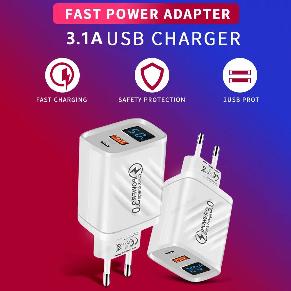 PD 20W USB-C Fast Charger QC 3.0 | iPhone Samsung Xiaomi