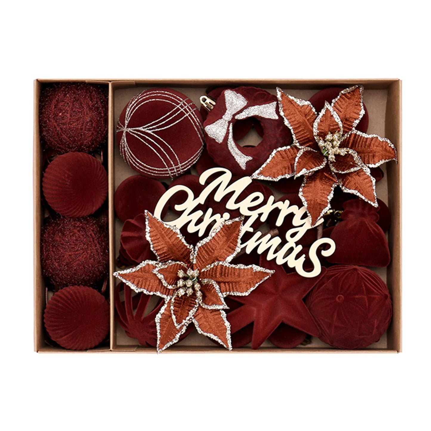38-Piece Velvet Christmas Ball Ornaments – Mixed Color Set