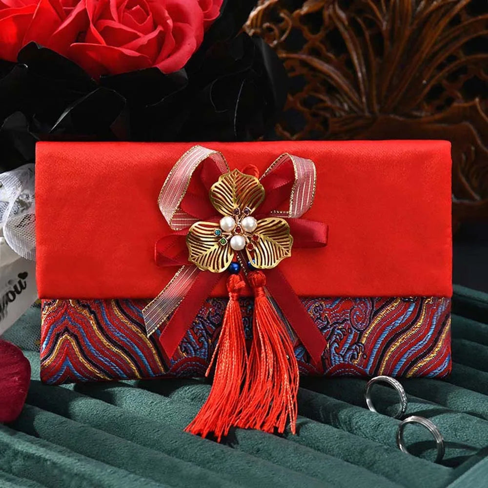 2025 Lunar New Year Brocade Red Envelope HongBao with Tassel