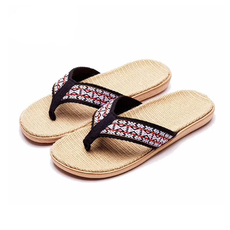 Women's Linen Non-Slip Flat Slide Slippers | Summer Sandals
