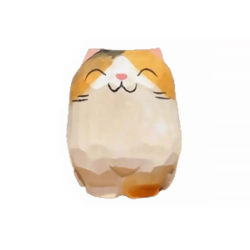 Handmade Wooden Carved Cat Figurine Multi Style Cute Kitten Sculpture Calico Orange Cat Desktop Decor Home Indoor Art Craft Peaceful Pleasures Health and Wellness Calico cat