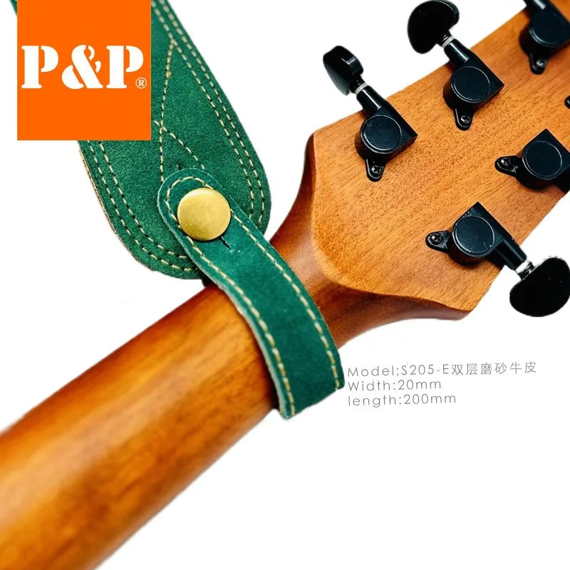 Headband Guitar Strap Hanging Retro Matte Cowhide Blue Dark Green Red