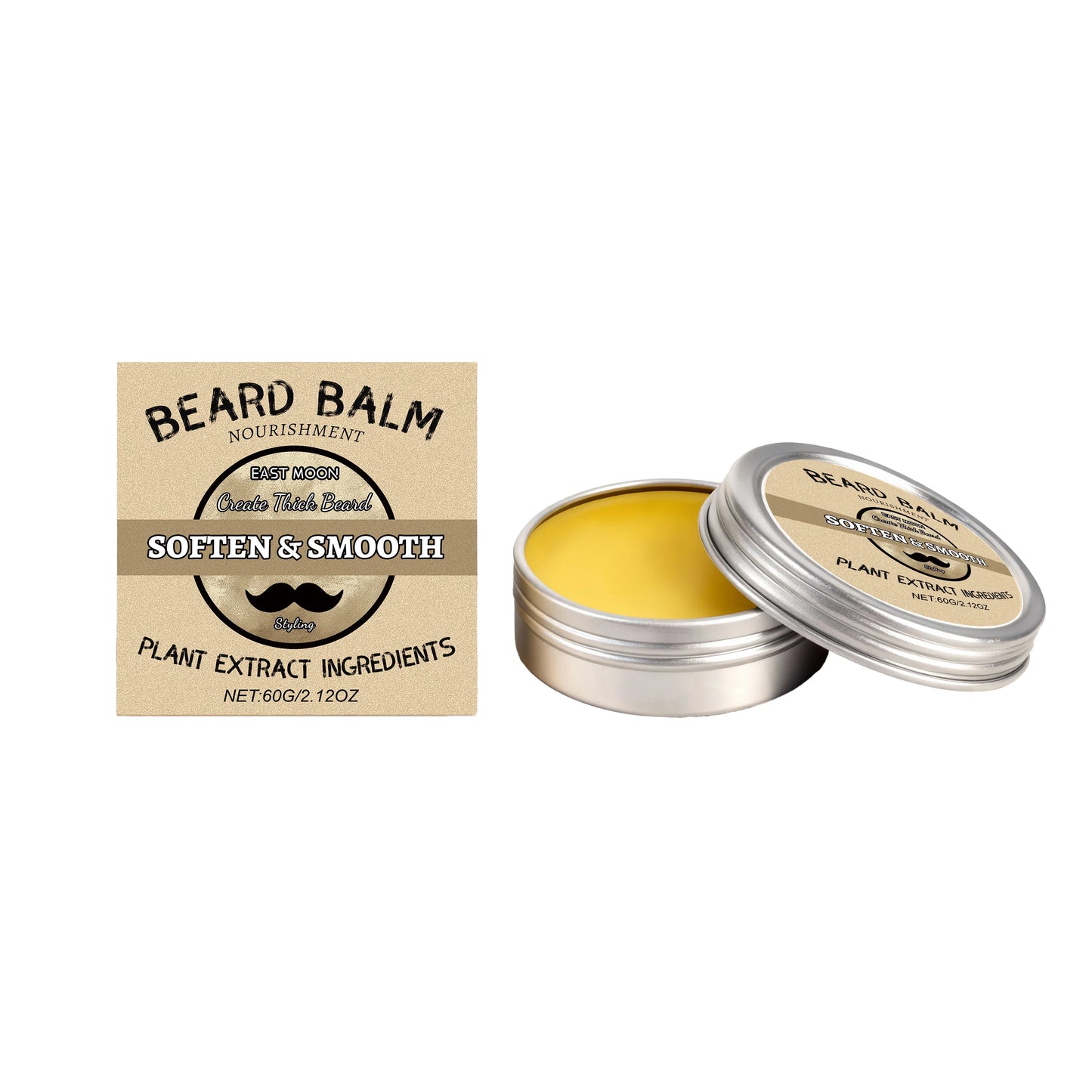 East Moon Men's Beard Wax – Soft, Shiny & Non-Greasy 60g