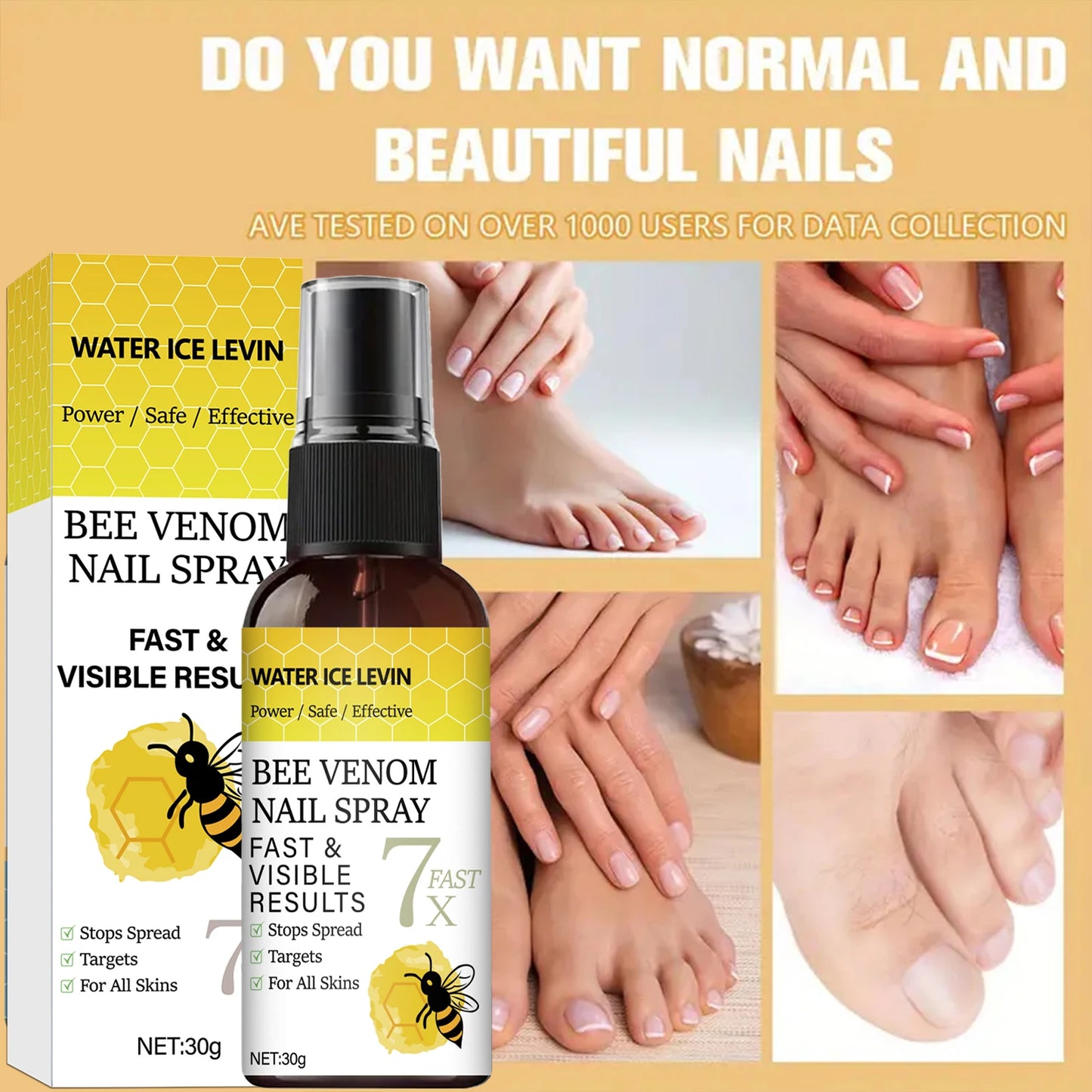 Bee Venom Nail Spray with Hyaluronic Acid | Strengthens Nails Nail Strengthening Spray Peaceful Pleasures Health and Wellness