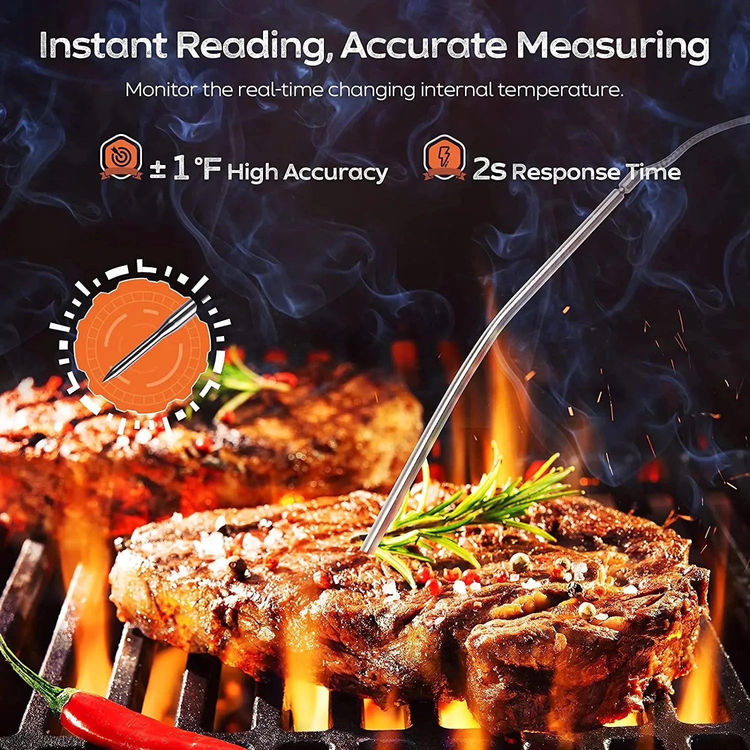 HOMEFISH Digital Meat Kitchen Thermometer Stainless Waterproof Meat Temperature Thermometre Probe Oven Cooking BBQ Peaceful Pleasures Health and Wellness