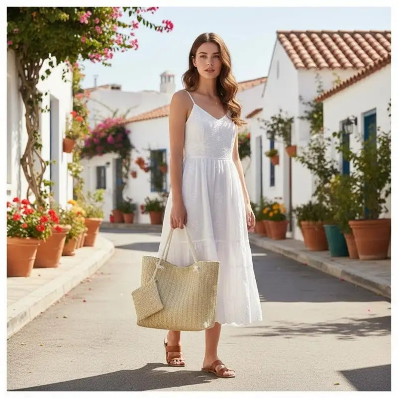 Women's Large Woven Straw Shoulder Tote Bag | Summer Fashion