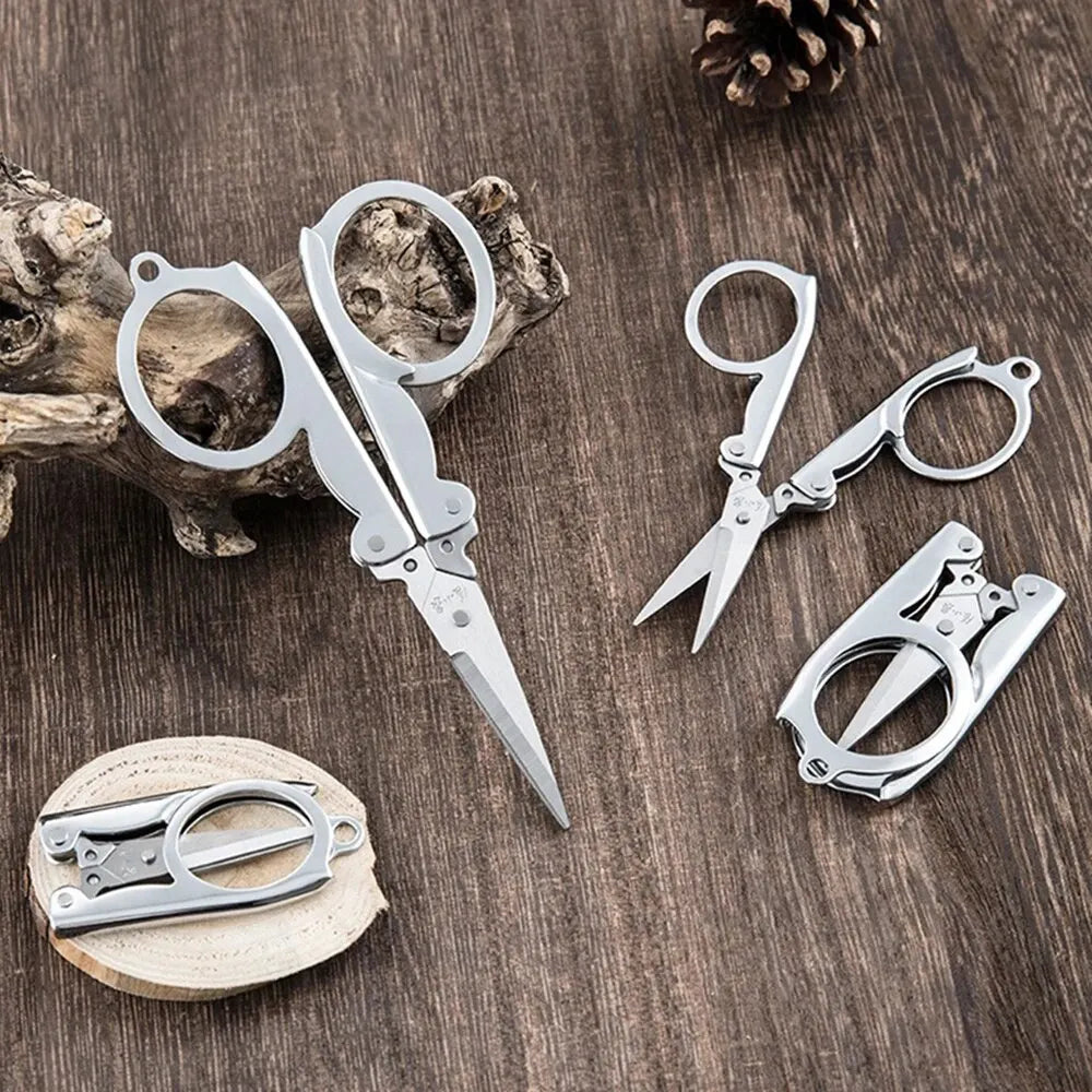 Folding Pocket Scissors Multifunctional Stainless Steel Folding Small Scissors Household Mini Thread Cutting Nail Tools Stainles Peaceful Pleasures Health and Wellness