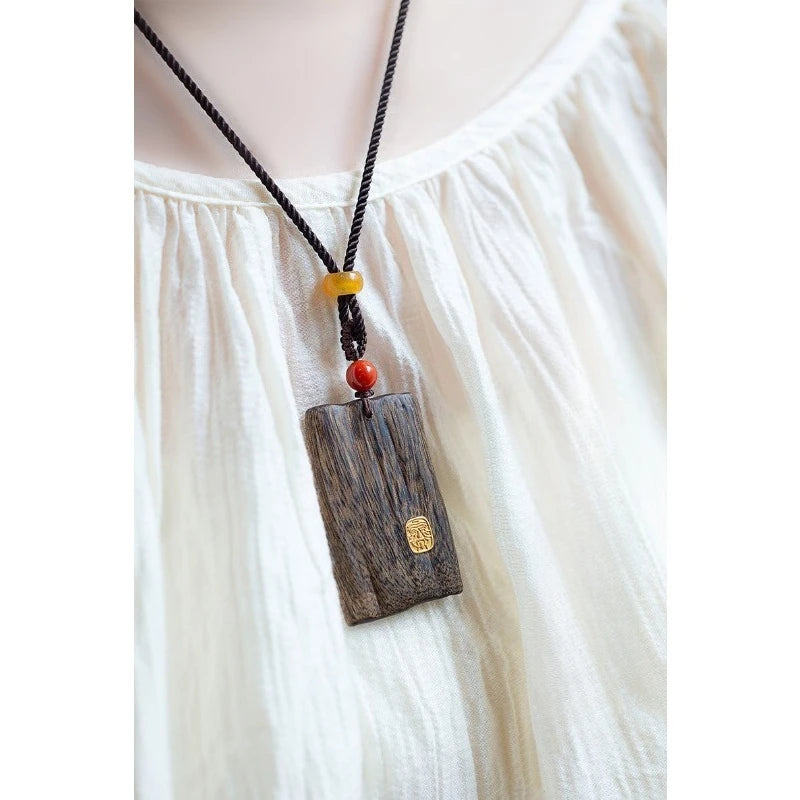 Zakiram God of Wealth Sinking Incense Wood Pendant Ornament