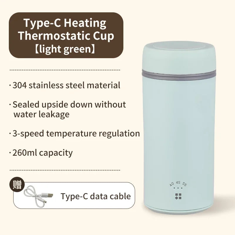 URGGU 55°C USB-C Thermostatic Heating Cup | 304 Stainless Steel