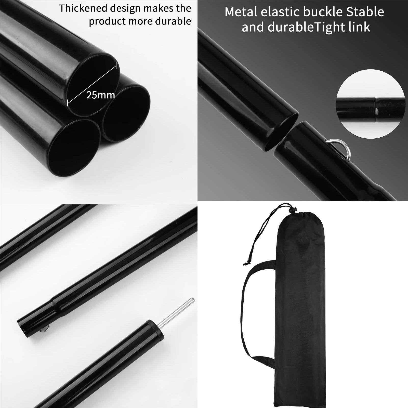 1 Pair 10 Sections Thicken Tent Rod Max 1.9M Aluminum Tarp Pole Accessories with Bags For Outdoor Camping Shelter Awning Canopy Peaceful Pleasures Health and Wellness