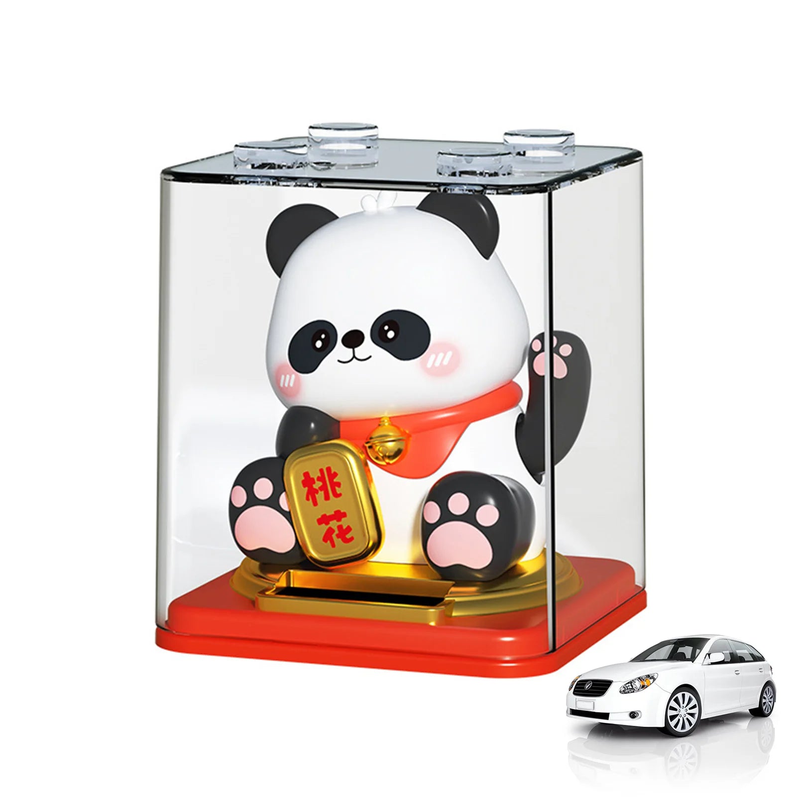 3 Inch Solar Powered Panda Auto Decor Good Luck Gift Automatic Swing Arm Business Opening Gift Solar Panda Lucky Ornament Peaceful Pleasures Health and Wellness