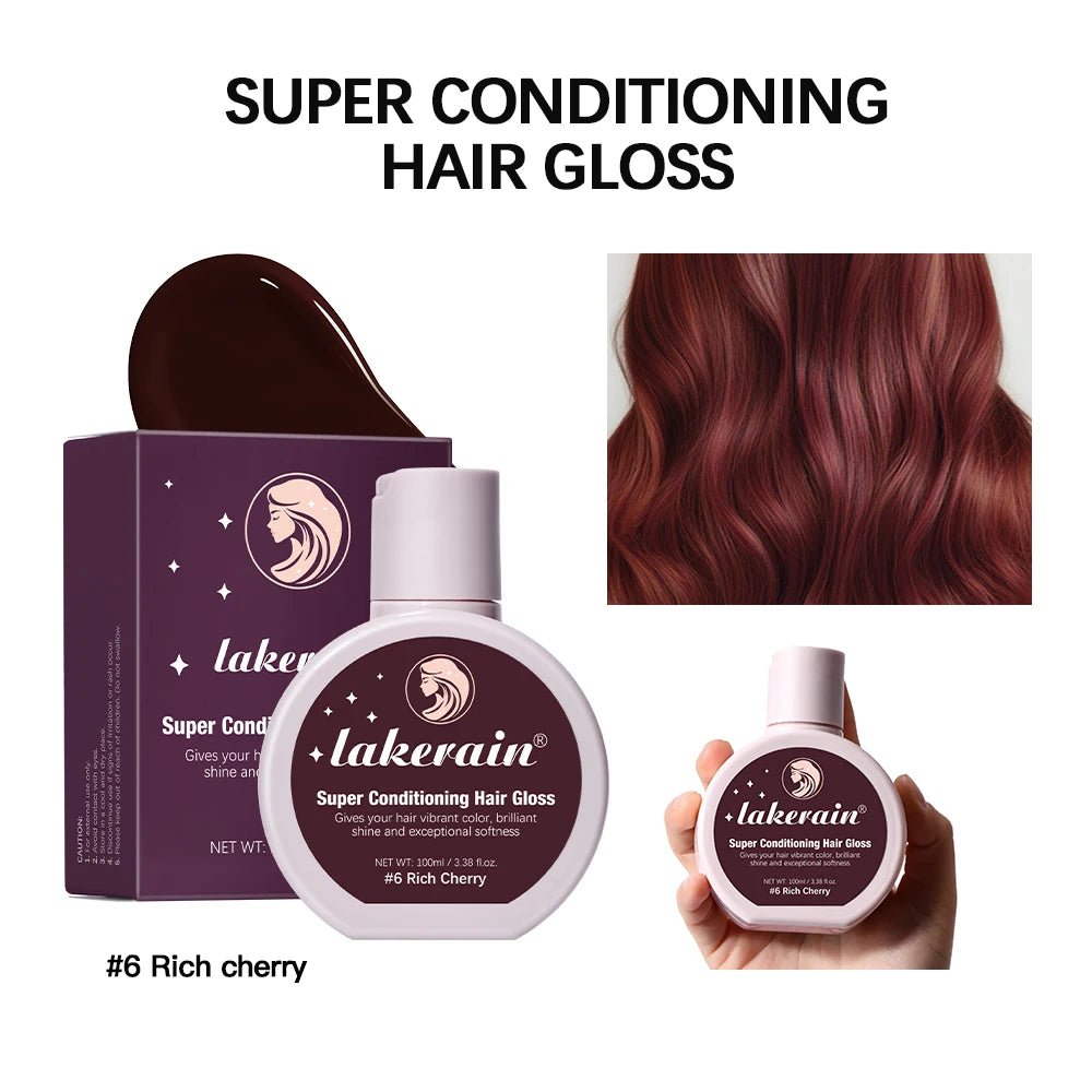 Hair Glaze Super Gloss Color Conditioning Gloss Rinse Out Semi-Permanent Hair Gloss that Enhances Color Nourish and repair Easy Peaceful Pleasures Health and Wellness 6 Rich Cherry