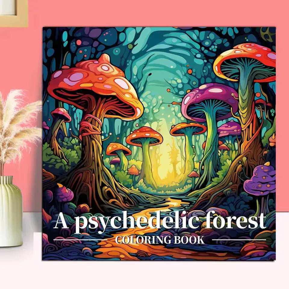 Psychedelic Forest Patterns Coloring Book Adults Teens Cute Drawing