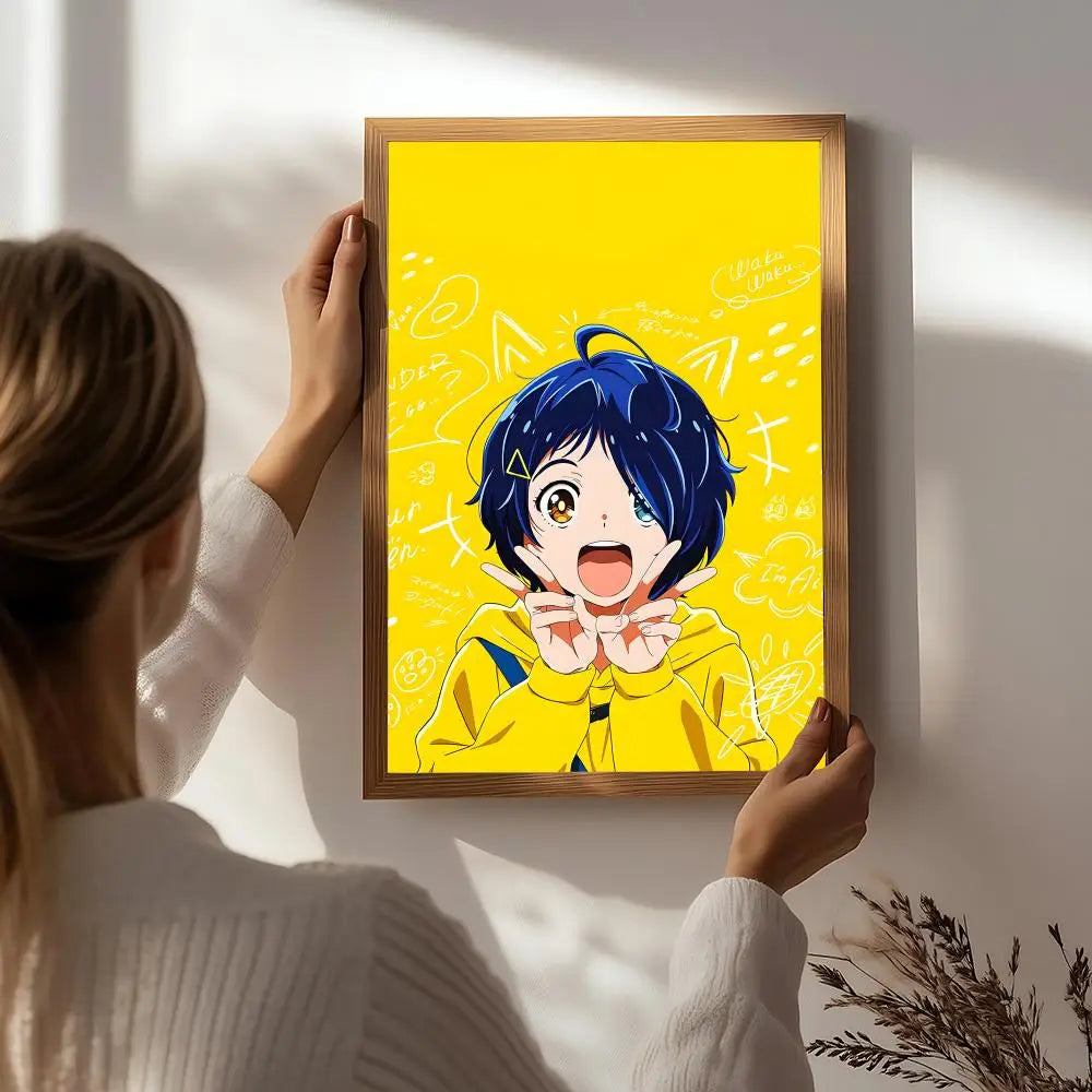 Anime W-Wonder Egg Priority Poster HD Self Adhesive Waterproof Wall Art Ideal for Home Office Dorm Bedroom Great Gift Peaceful Pleasures Health and Wellness White4 50X70cmNoframe