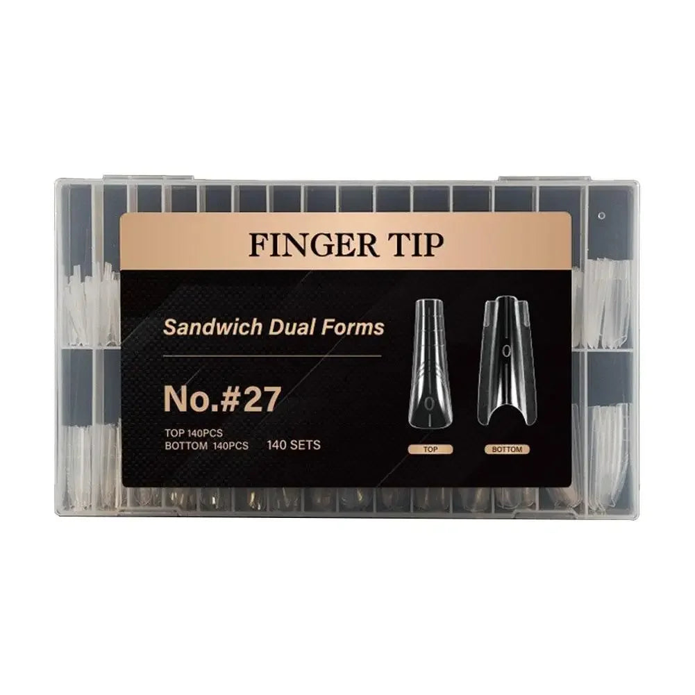 140/280Pcs Sandwich False nails Dual Forms Nail Mold for Quick Nails Extension 14 Sizes Plastic Nail Form Tools Nail Art Design Peaceful Pleasures Health and Wellness NO 27