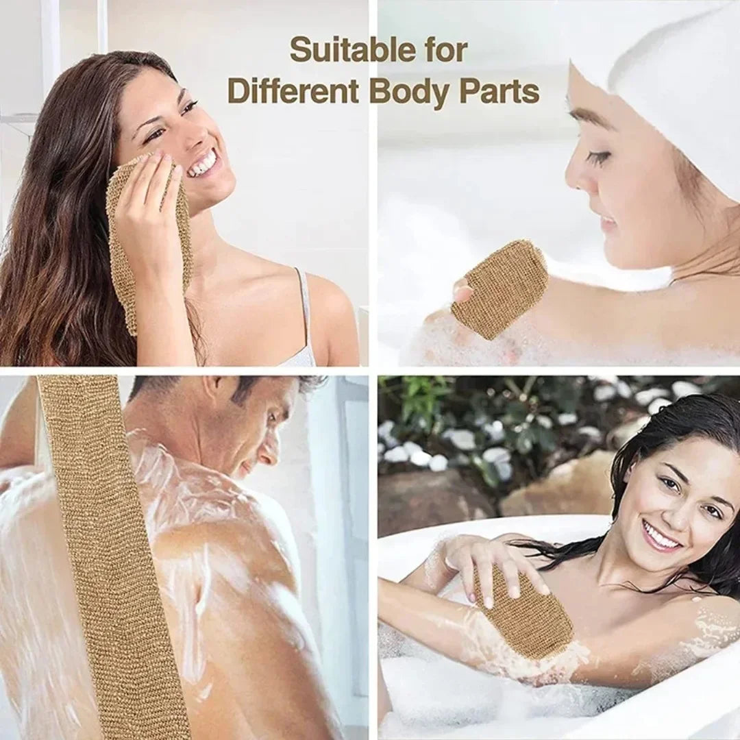 Hemp Jute Exfoliating Back Scrubber & Gloves Bath Set Exfoliating Bath Set Peaceful Pleasures Health and Wellness