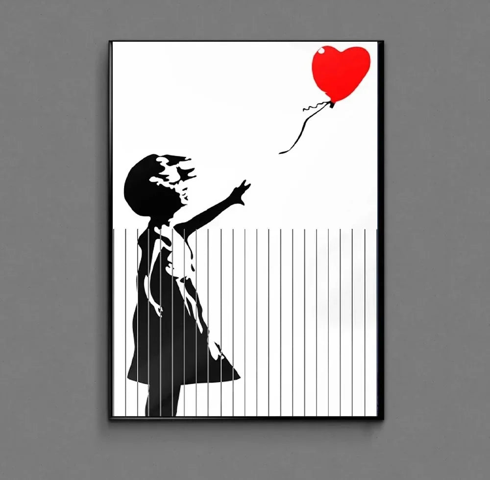 Banksy Girl with Red Balloon Canvas Wall Art | Street Art Decor