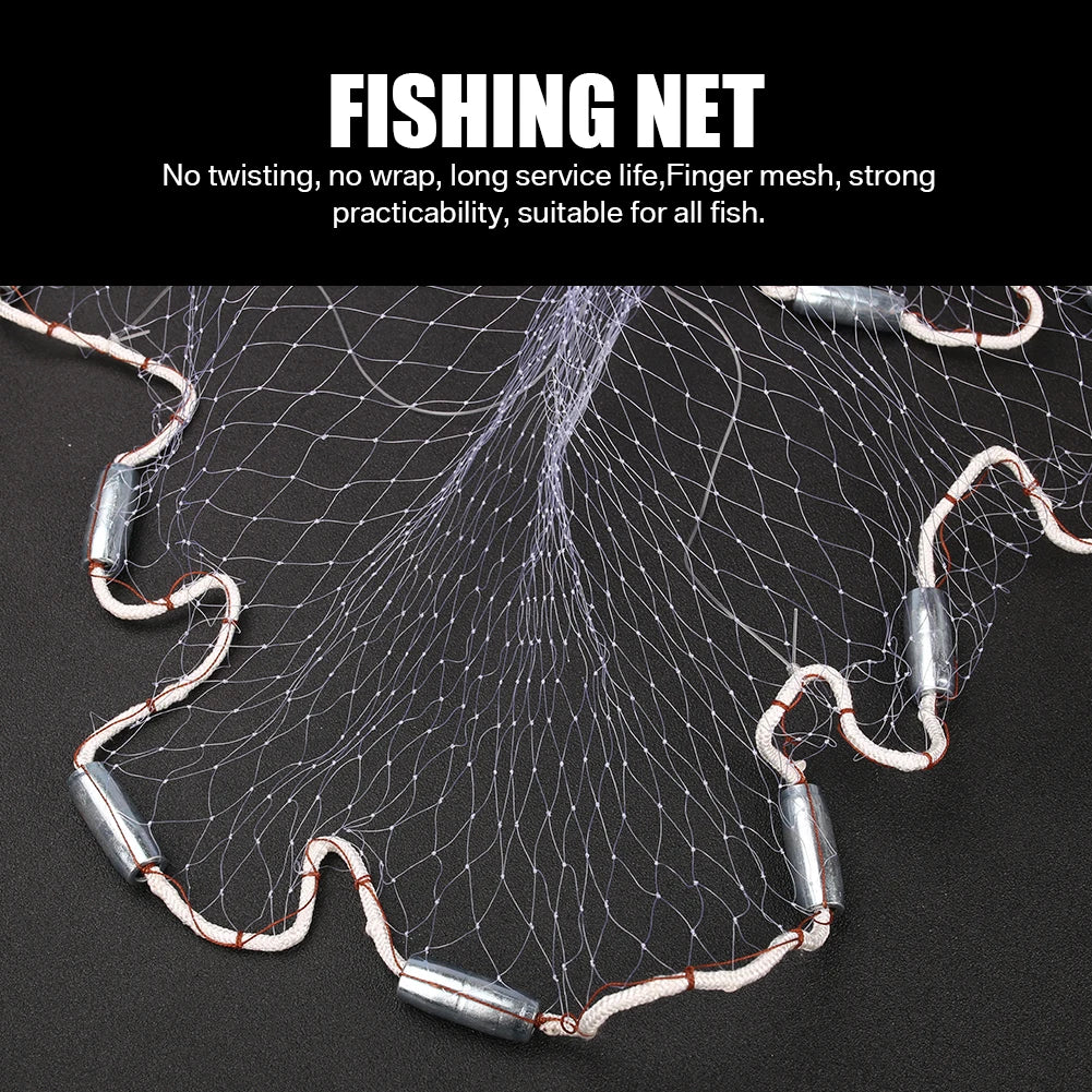 Fishing Cast Net Easy Hand Throw 3/4/5/6/7/8/9/10ft Radius Fishing Bait Net Nylon Mesh Casting Nets with Sinker Fishing Equipmen Peaceful Pleasures Health and Wellness