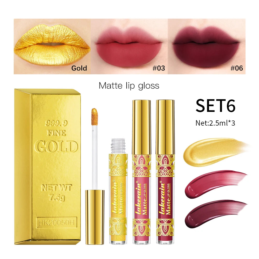 Golden Bar Luxury Lipstick Timeless Velvety Smooth Finish Intense Color Stay Smudge-Proof & Waterproof Valentines Day Gift for H Peaceful Pleasures Health and Wellness set 6