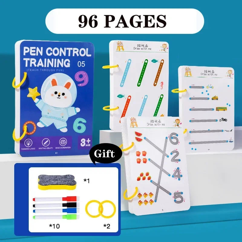 Reusable Magic Tracing Workbook Pen Eraser Book Drawing Practice