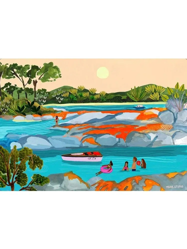 Nordic Flowers Mountain Lake Colorful Nature Landscape Travel Poster Canvas Print - Abstract Wall Art for Room Home Decor Peaceful Pleasures Health and Wellness 3 50x70cm Unframed