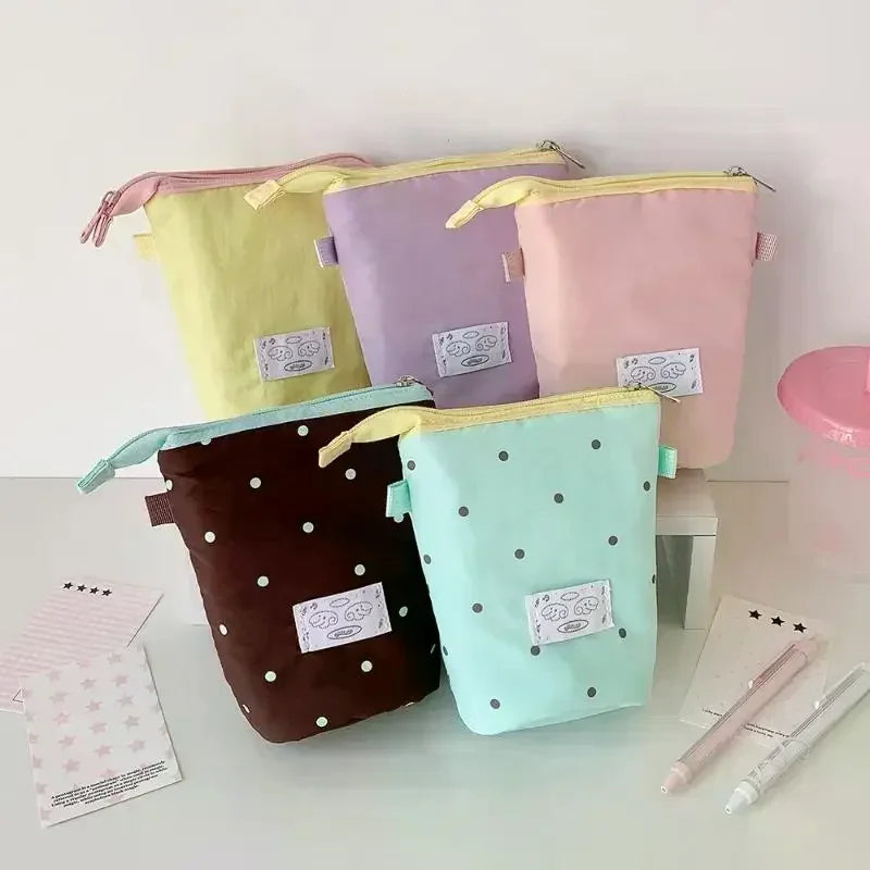 Polka Dot Pencil Case – Portable Large Capacity Pen Organizer