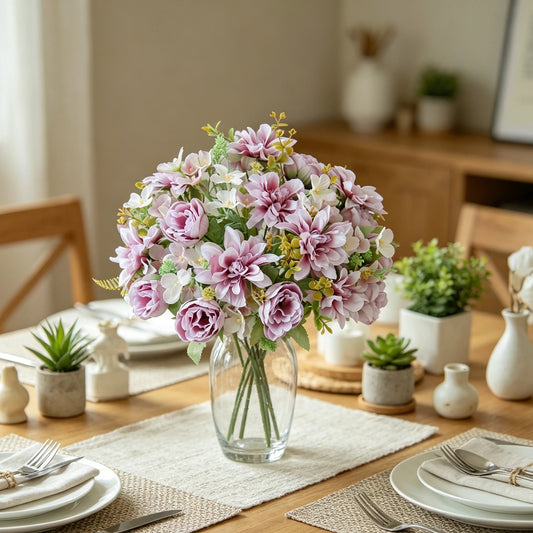 Artificial Silk Peony Dahlia Bouquet | Wedding & Home Decor Artificial Silk Flowers Peaceful Pleasures Health and Wellness
