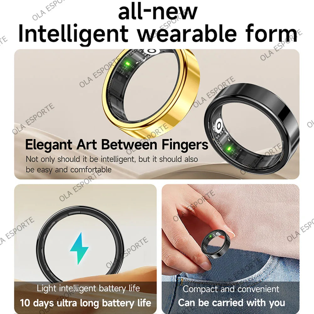 2026 New Smart Ring Heart Rate Blood Pressure Sleep Monitoring Motion Tracking IP68 Waterproof Men Women Smart Ring Holiday Gift Peaceful Pleasures Health and Wellness