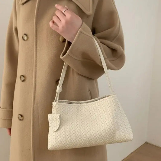 Retro Woven PU Shoulder Bag | Lightweight Magnetic Clasp Woven Shoulder Bag Oasis Select
