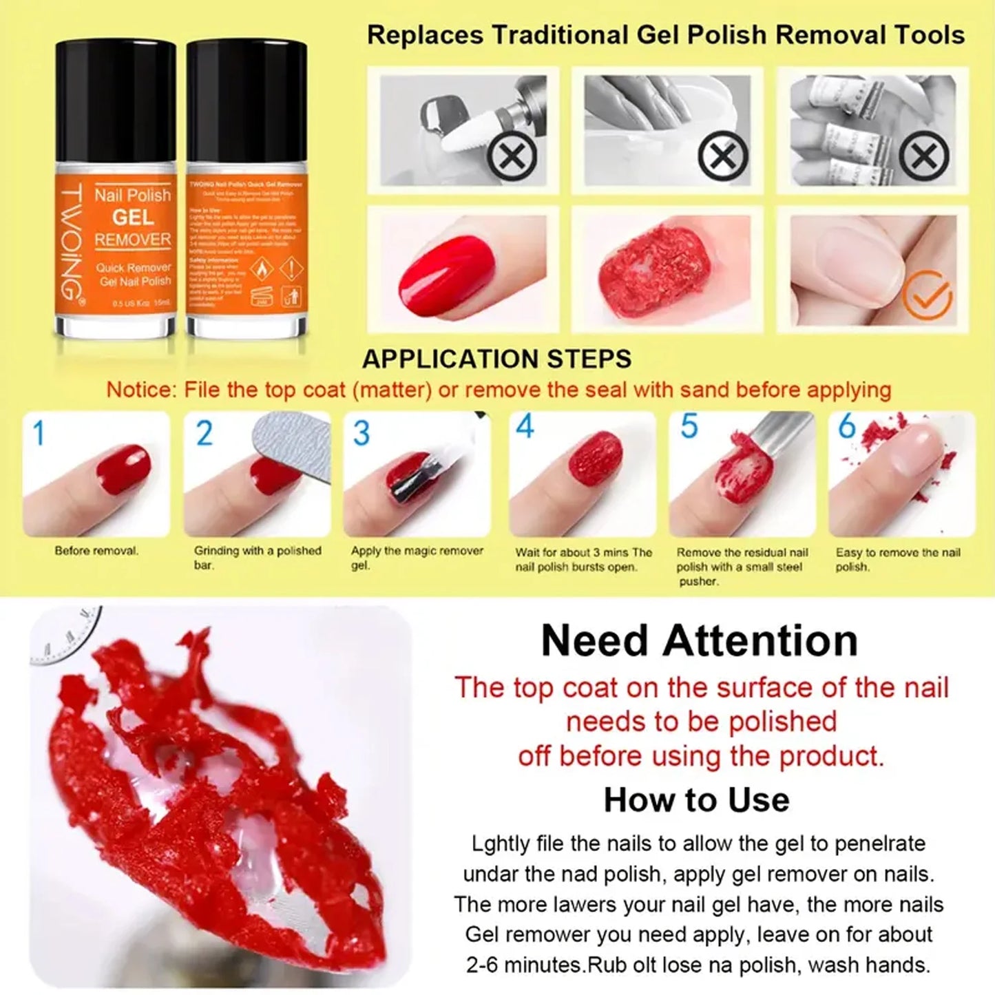 Nail Polish Gel Remover Set,2-5 Minutes Quick Remover Polish,With Gel Nail Polish Remover ,Nail Latex Tape,For Nail Salon Care Peaceful Pleasures Health and Wellness