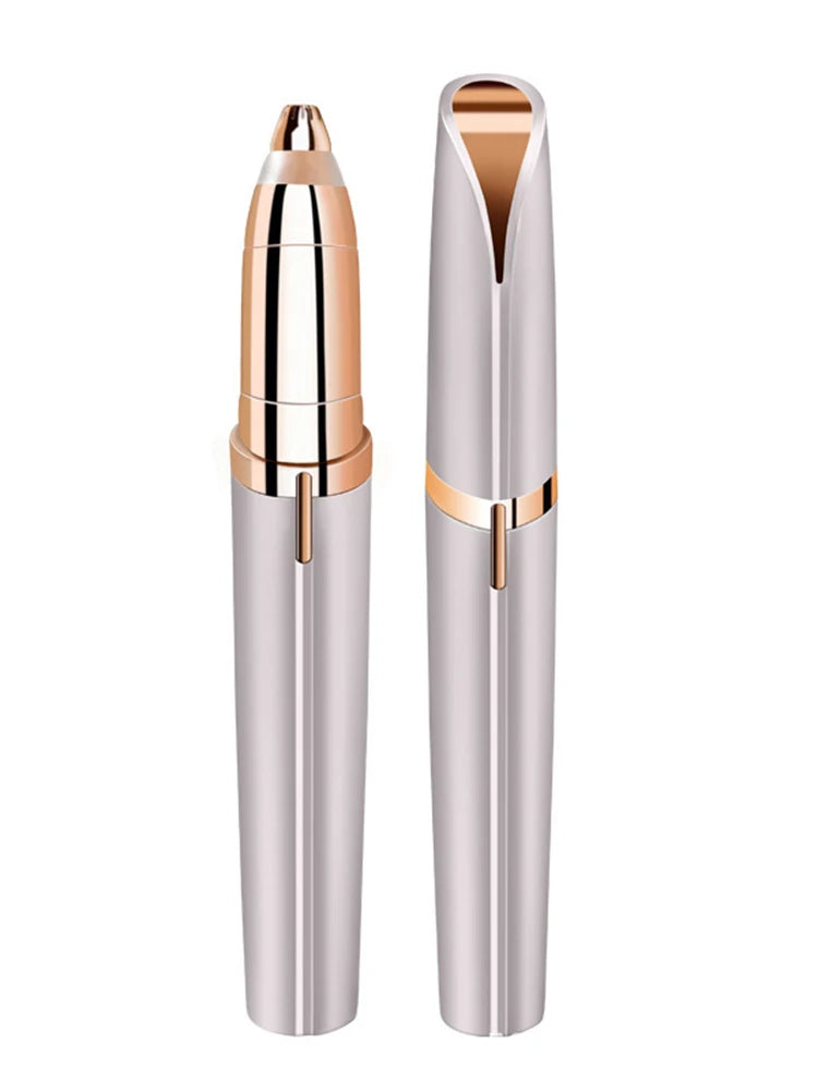 1pc Electric Eyebrow Trimming Tool For Beginners Automatic Electric Eyebrow Trimmer Nose Hair Shaving Brush Scraper Battery Ver Peaceful Pleasures Health and Wellness WHITE