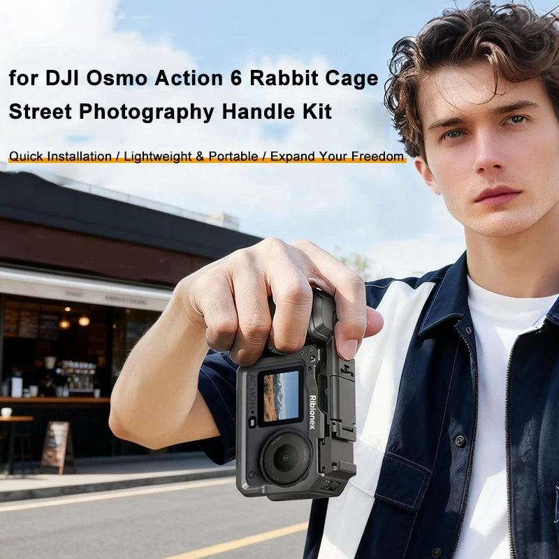 Quick-Shot Street Grip Vlog Holder Combo Camera Grip Holder For Dji Osmo Action6 Camera Rabbit Cage Camera Accessories Peaceful Pleasures Health and Wellness