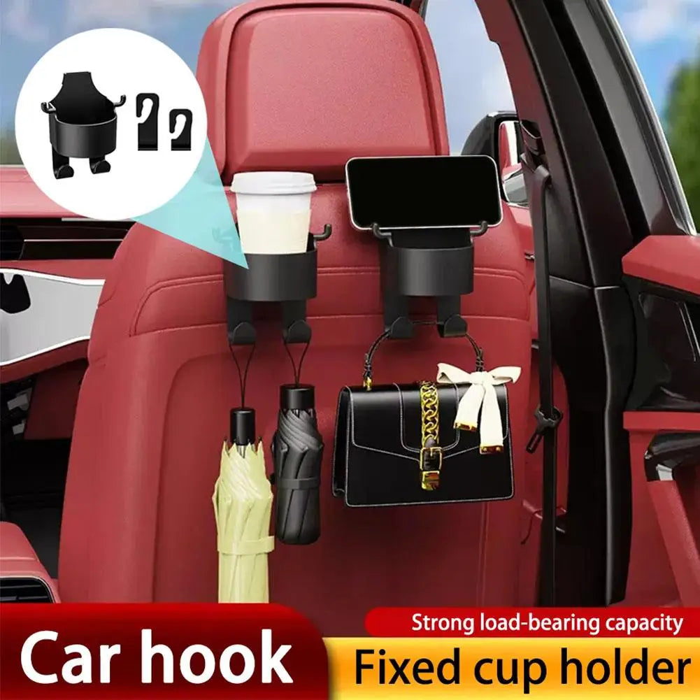 Car Seat Headrest Hook Hanger & Cup Holder Organizer