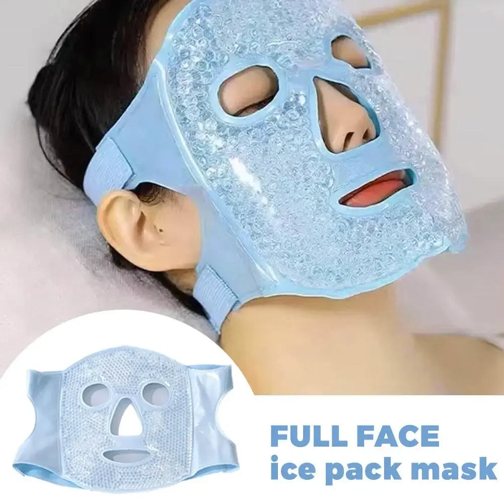 Ice Cold and Hot Heat Full Face Eye Mask New SPA Gel Beads Compress For Dark Circles Puffiness For Women Man Skin Care Tools Peaceful Pleasures Health and Wellness