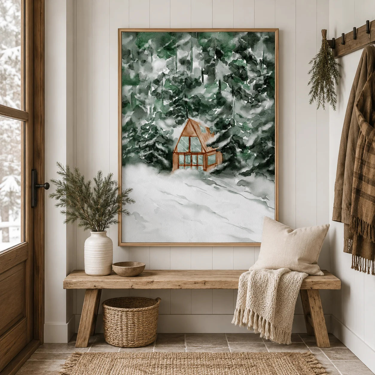 Nordic Wall Art Motivational Typography Snowy Forest Canvas Painting Nordic Style Poster Prints Bedroom Living Room Wall Decor Peaceful Pleasures Health and Wellness