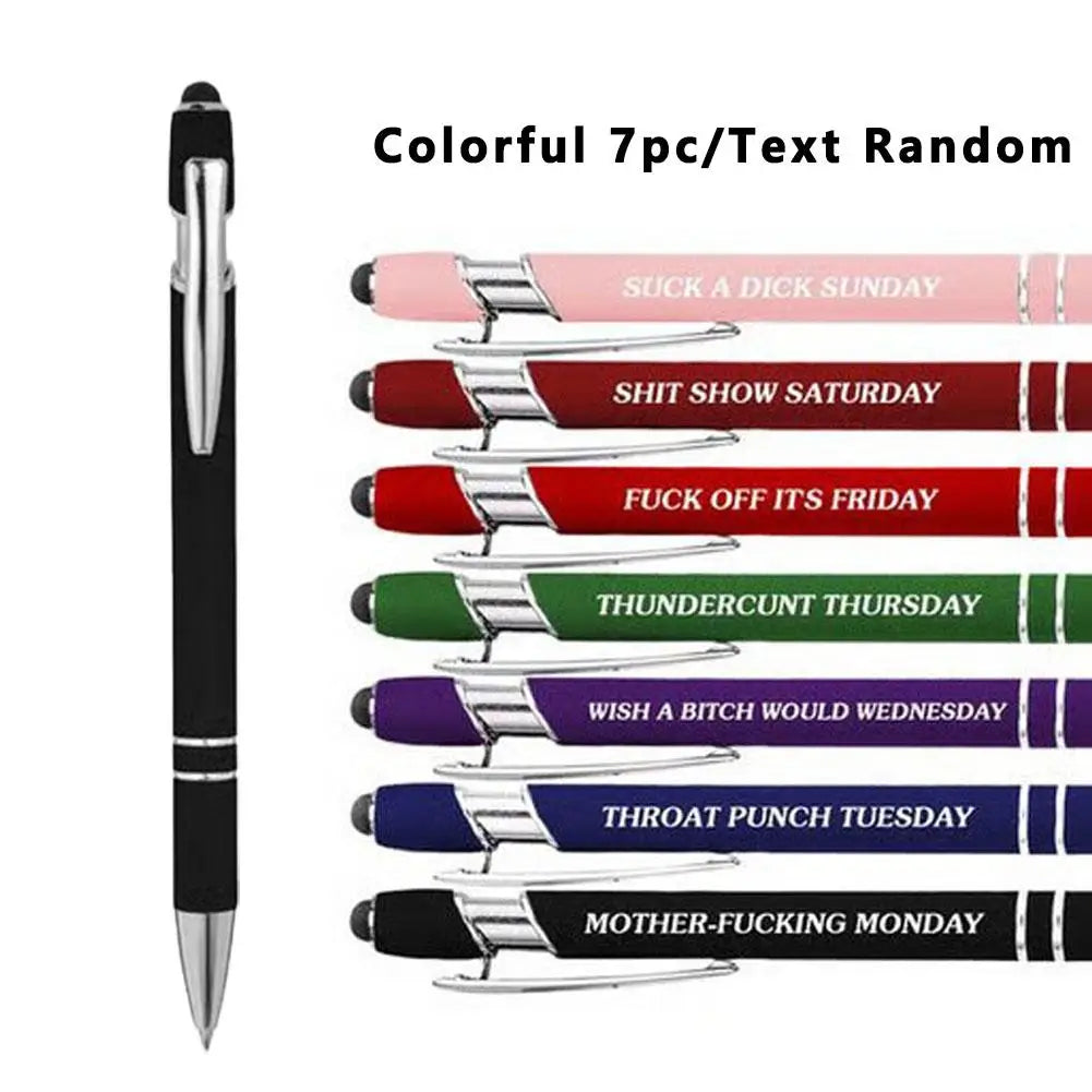 Fun Stress-Relieving Daily Quotes Metal Plastic Ballpoint Pen Set Smooth Writing Office School Supplies Creative Stationery Kit Peaceful Pleasures Health and Wellness A