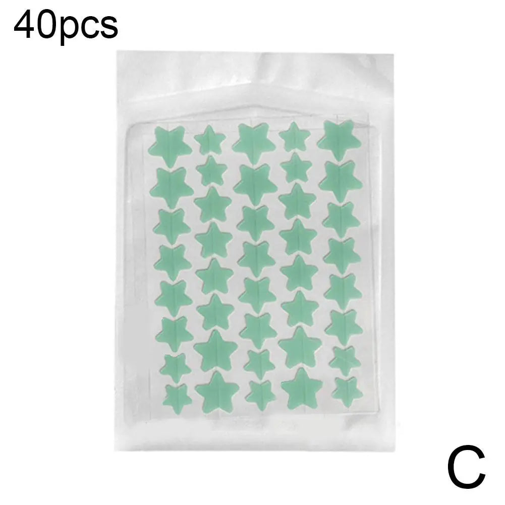 Colorful Star & Heart Shaped Acne Pimple Patches – Invisible Cute Acne Cover Stickers 40pcs Peaceful Pleasures Health and Wellness green 40 counts