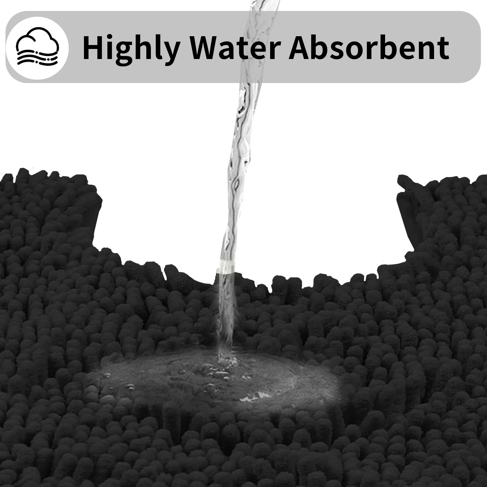 Pack of 2 Chenille Bath Mat Plush Carpet Bathroom Bathtub Floor Rug Room Living Room Entrance Super Absorbent Anti-Skid Foot Pad Peaceful Pleasures Health and Wellness