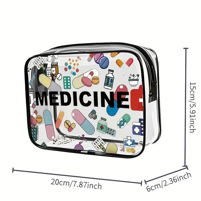 Medicine Cosmetic Bag Women Large Capacity Travel Organizer Easy Wipe Clean Toiletry Pouch Daily Use Trip Toiletry Travel Bag Peaceful Pleasures Health and Wellness