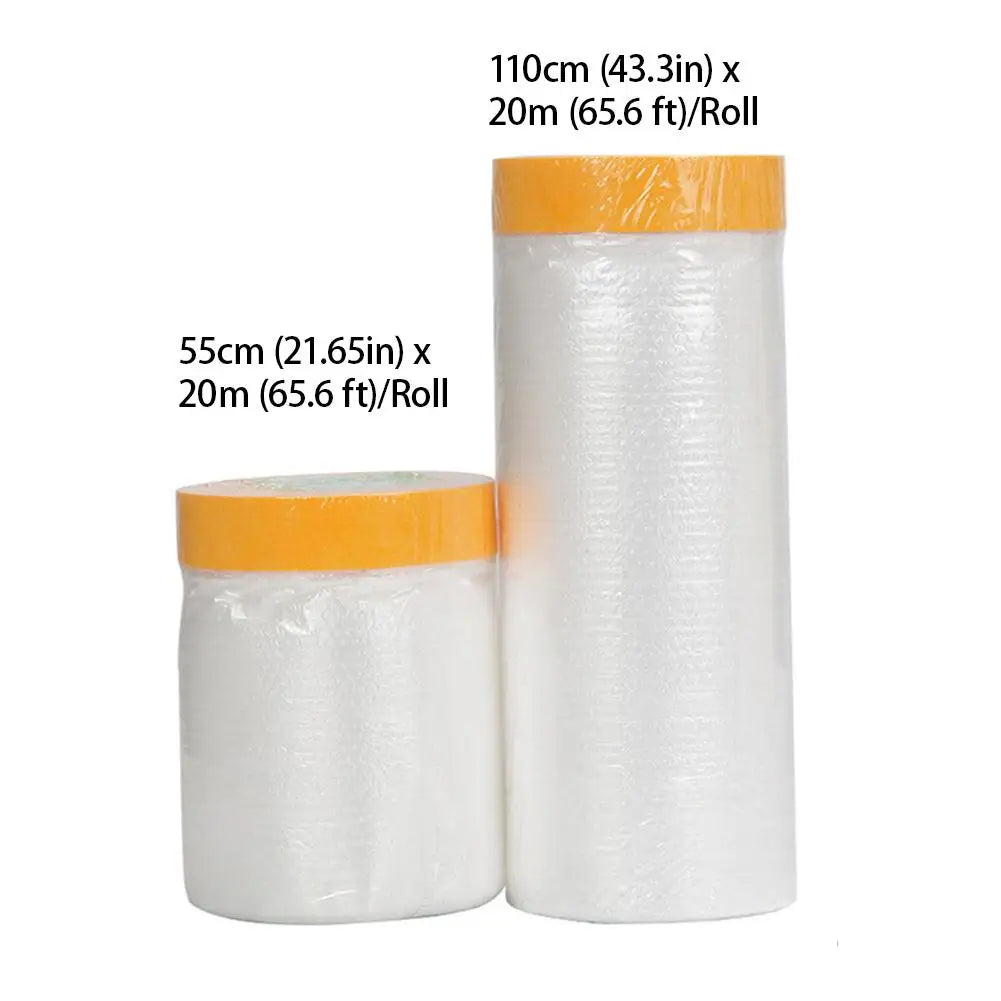 Plastic Cloth Plastic Sheeting with Masking Tape Waterproof Protective Masking Film Prevent Dust Paint for Car Furniture Floor Peaceful Pleasures Health and Wellness