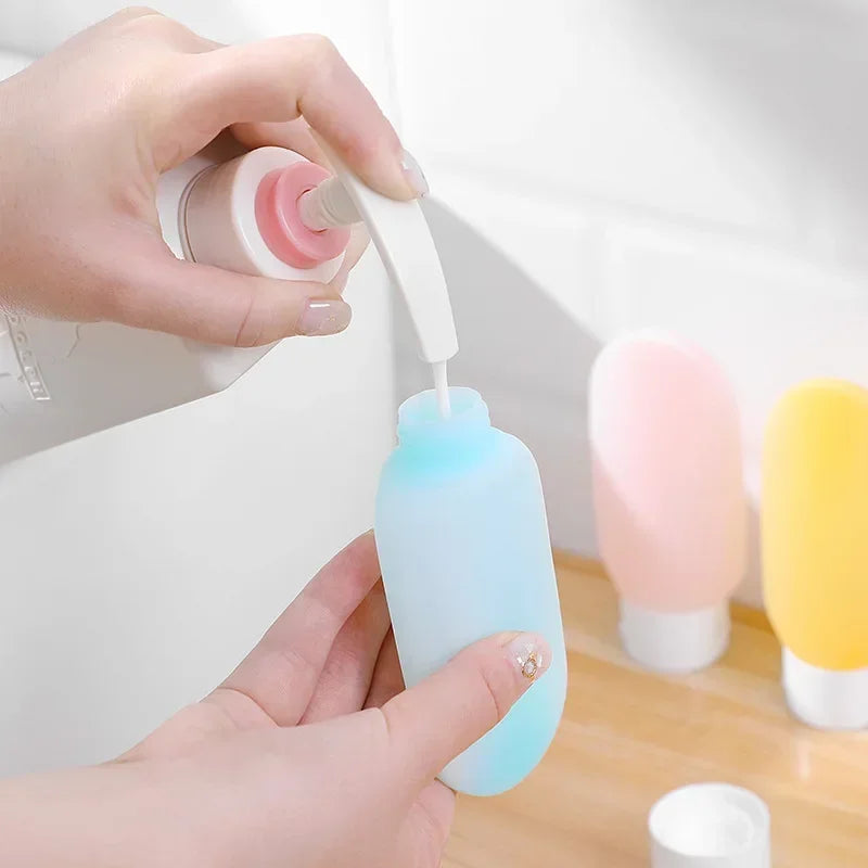 4sets Portable Refillable Bottle Kit, 3pcs set for Travel Essence, Shampoo, Shower Gel Bottles Container, Can carry on the Plane Peaceful Pleasures Health and Wellness