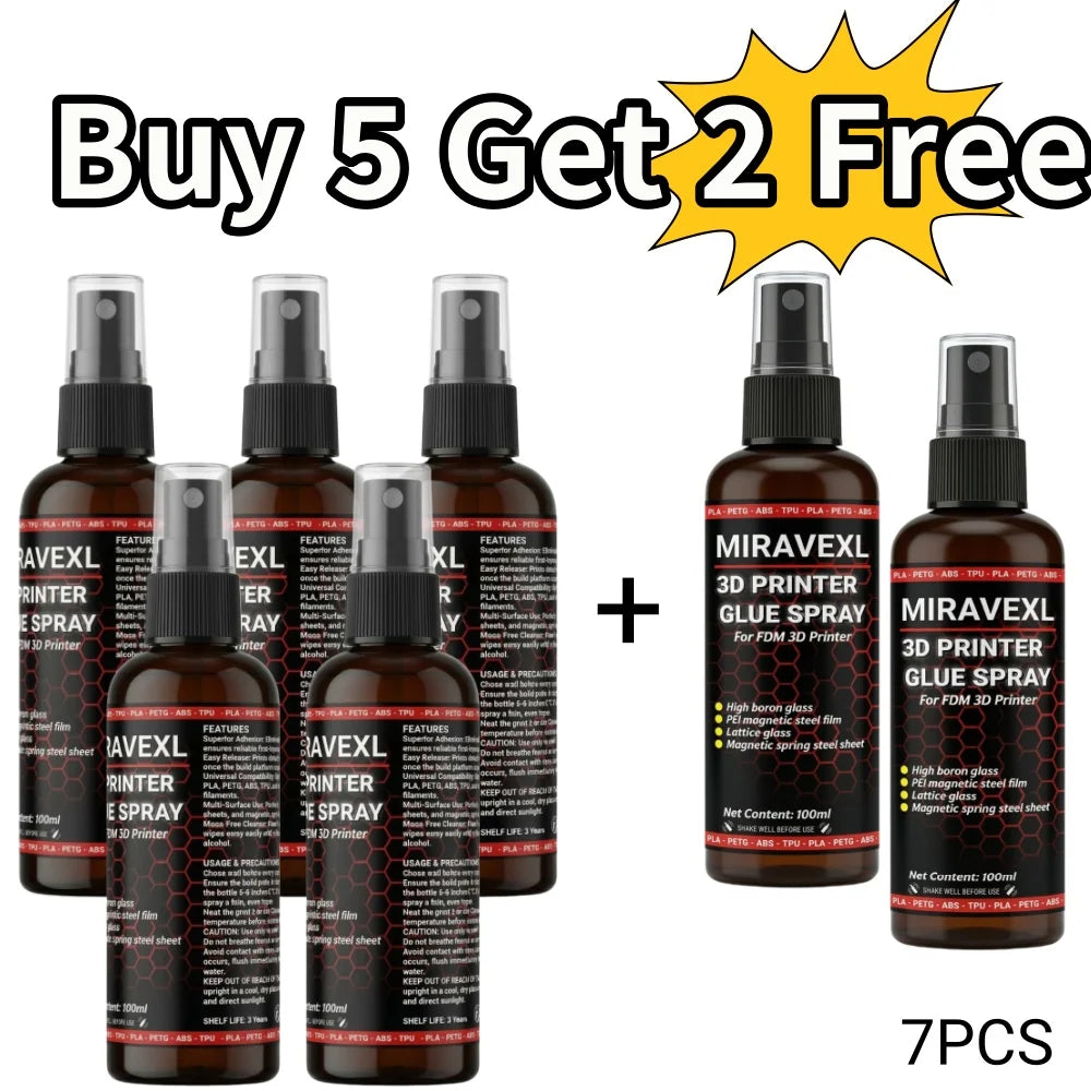 3D Printer Bed Adhesive Spray Strong Glue Anti-Warping Reduces Lift PLA ABS PETG TPU Filament Build Plate Printing Accessories Peaceful Pleasures Health and Wellness 7PCS