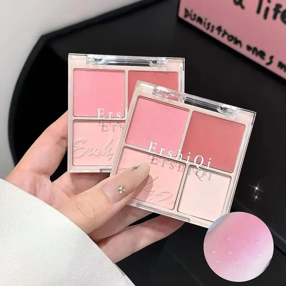 4 Color Matte Pink Blush Palette Shades Pigmented Shimmering Long Lasting Cheek Makeup For Brighten Nude Natural Blusher Palette Peaceful Pleasures Health and Wellness